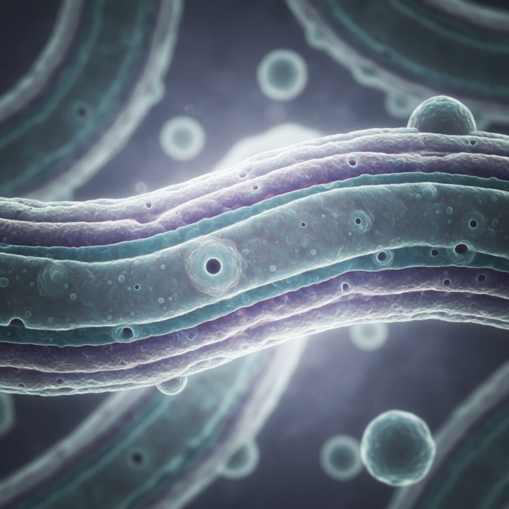 Camel antimicrobial peptides disrupting bacterial cell membranes in scientific illustration