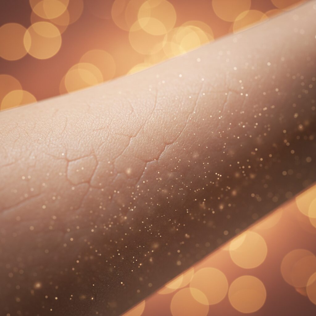 Macro view of skin cells undergoing renewal