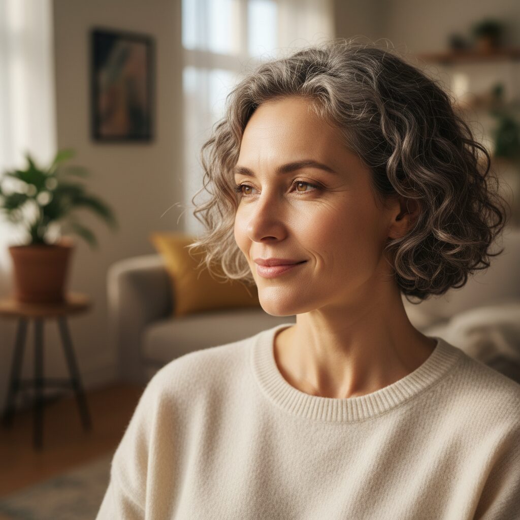 A molecular diagram of the OS-01 Peptide showing its impact on senescent skin cells and DNA repair.