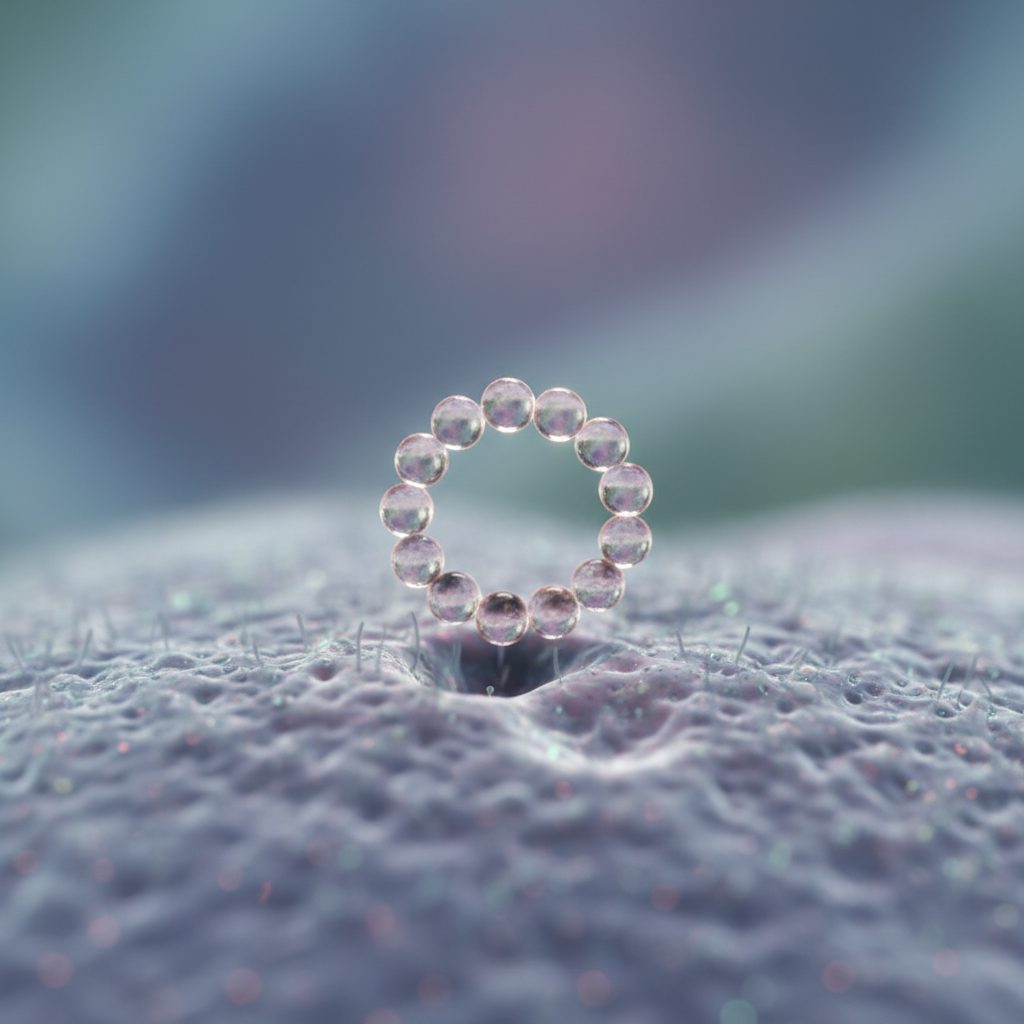 A visual representation of a cyclic peptide binding to a microglia cell, highlighting the TREM2 receptor. AI TREM2 peptides Alzheimer's