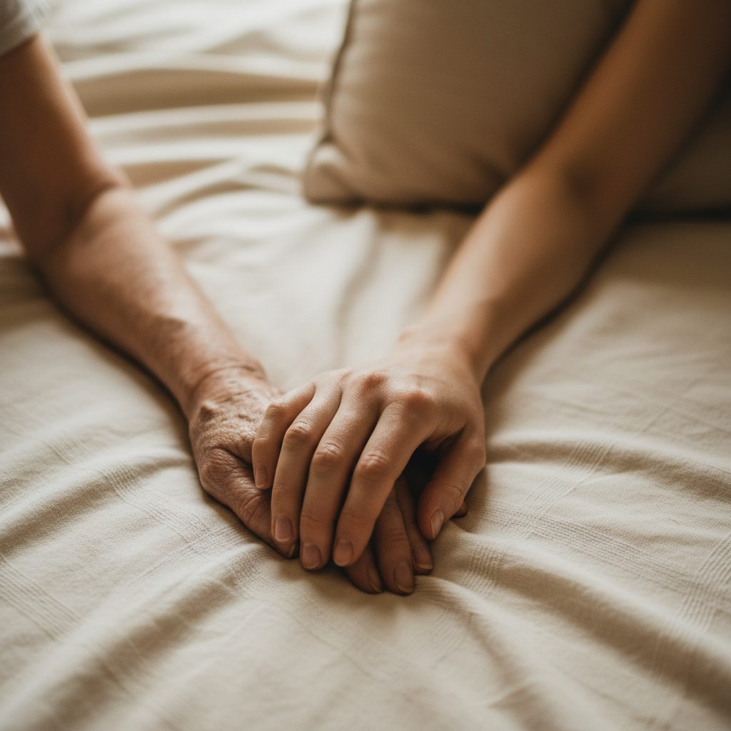 Hands cradling a small plant, symbolizing support and survival in the context of glioblastoma treatment