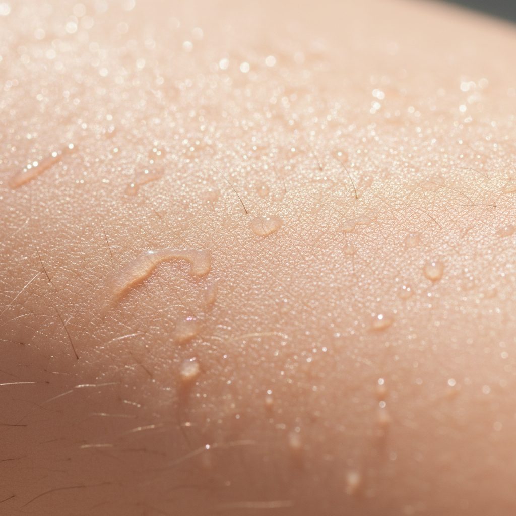 Diagram illustrating a healthy, hydrated skin barrier, emphasizing moisture retention.