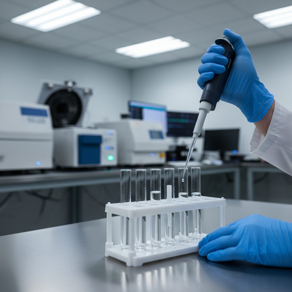 Laboratory setting with diagnostic equipment, symbolizing precision testing