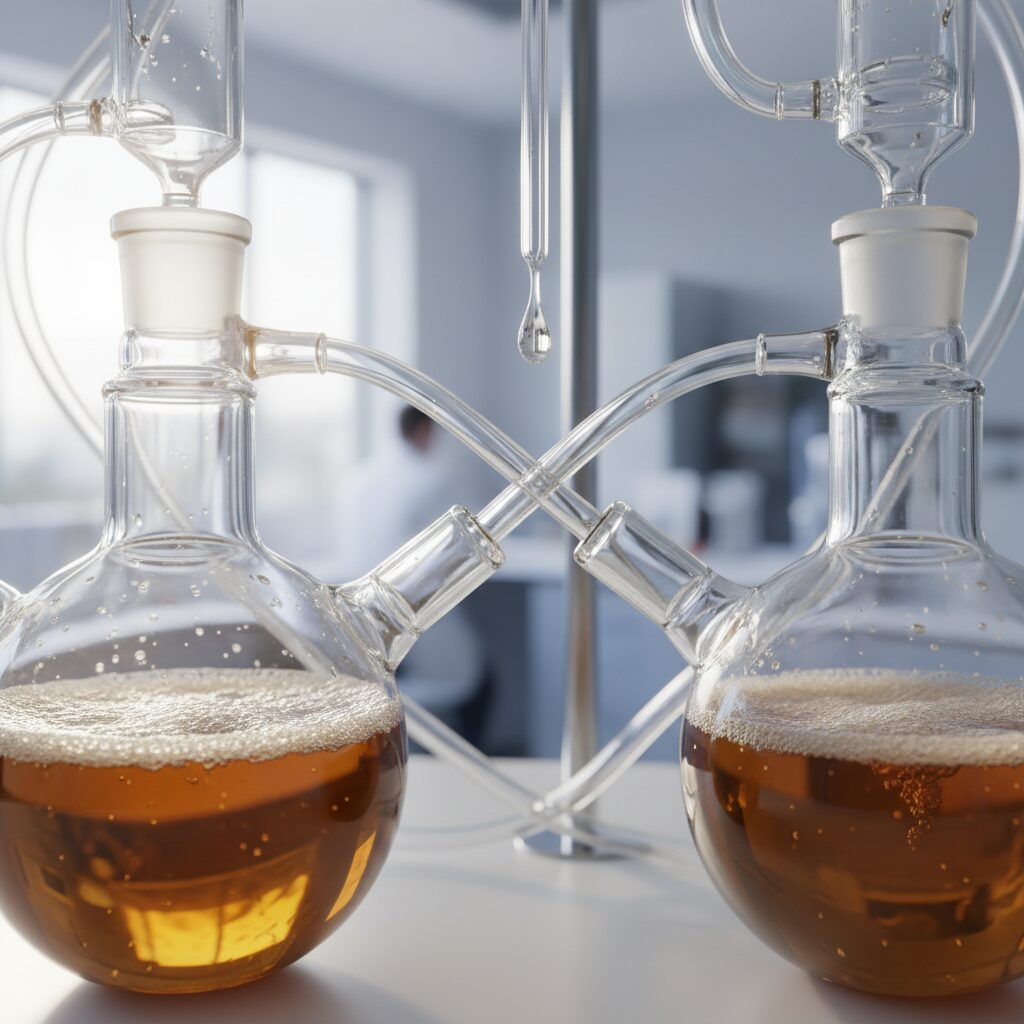 Macro shot of lab processes, symbolizing scientific research and drug development.