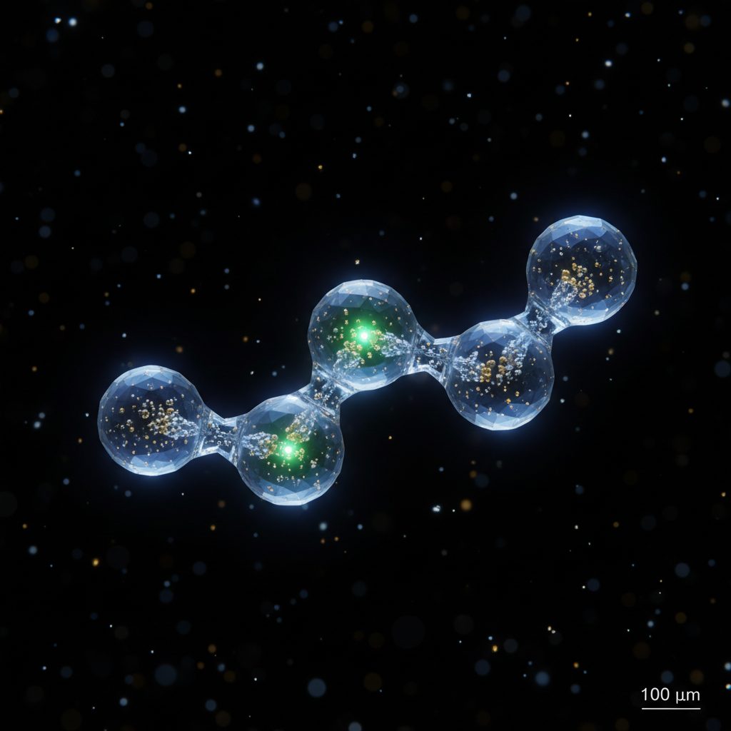 Microscopic peptide chain illustration