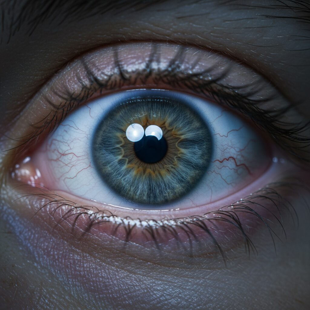 A healthcare professional performing an ocular health examination on a patient.