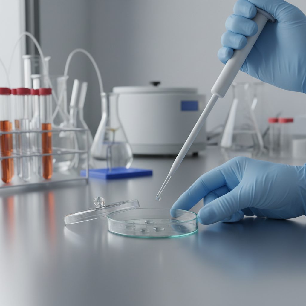 Peptide lab investigation under microscope. BPC-157 FDA status
