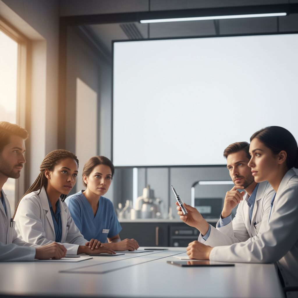 A medical professional reviewing the latest peptide regulation guidelines for compounding pharmacies and research laboratories.
