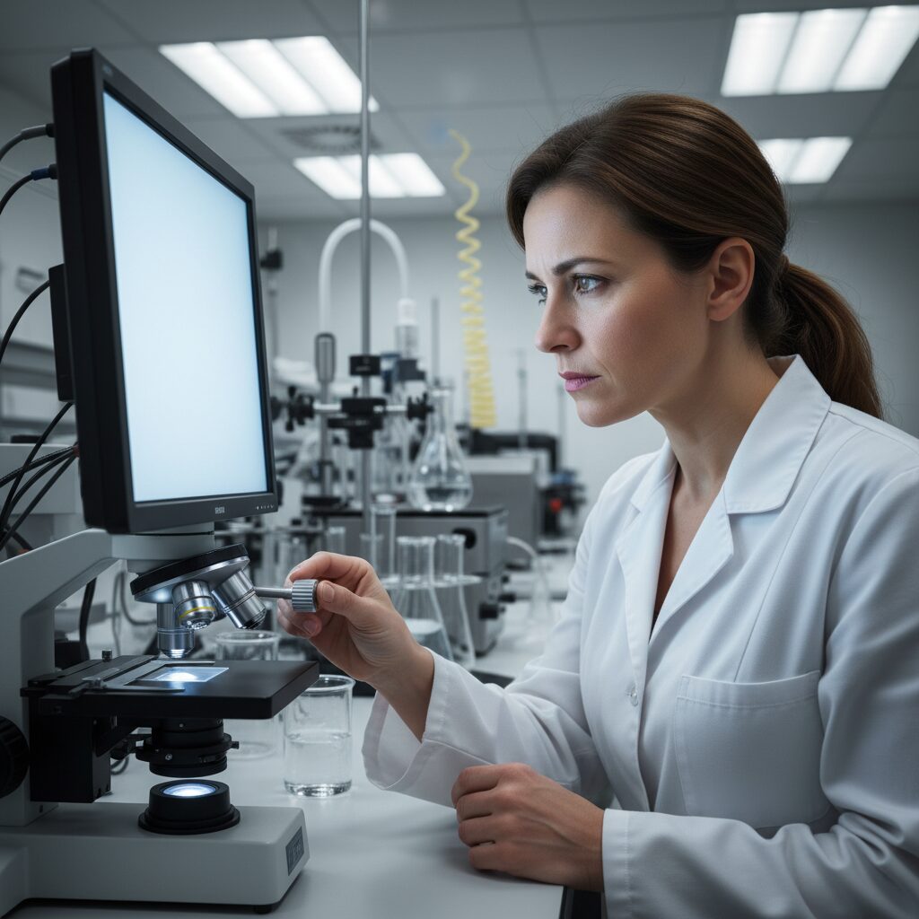 Scientific laboratory with equipment, representing research and discovery in medicine.