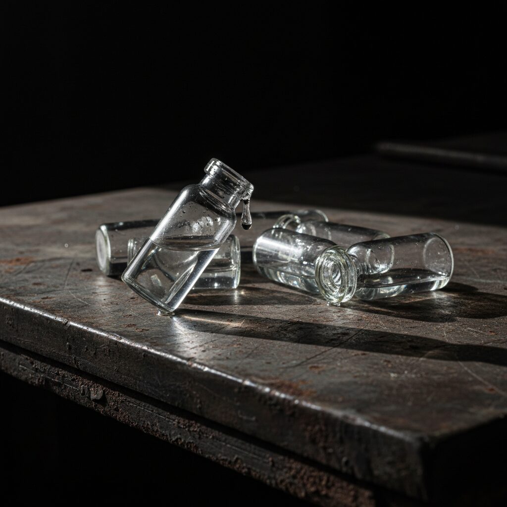 Unregulated vials labeled as research peptides, highlighting the risks of grey market products.